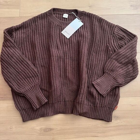 NWT Goumi Kids Hide Chunky Knit Womens Sweater SZ S/M Mama Organic Cotton Brown - Picture 1 of 3